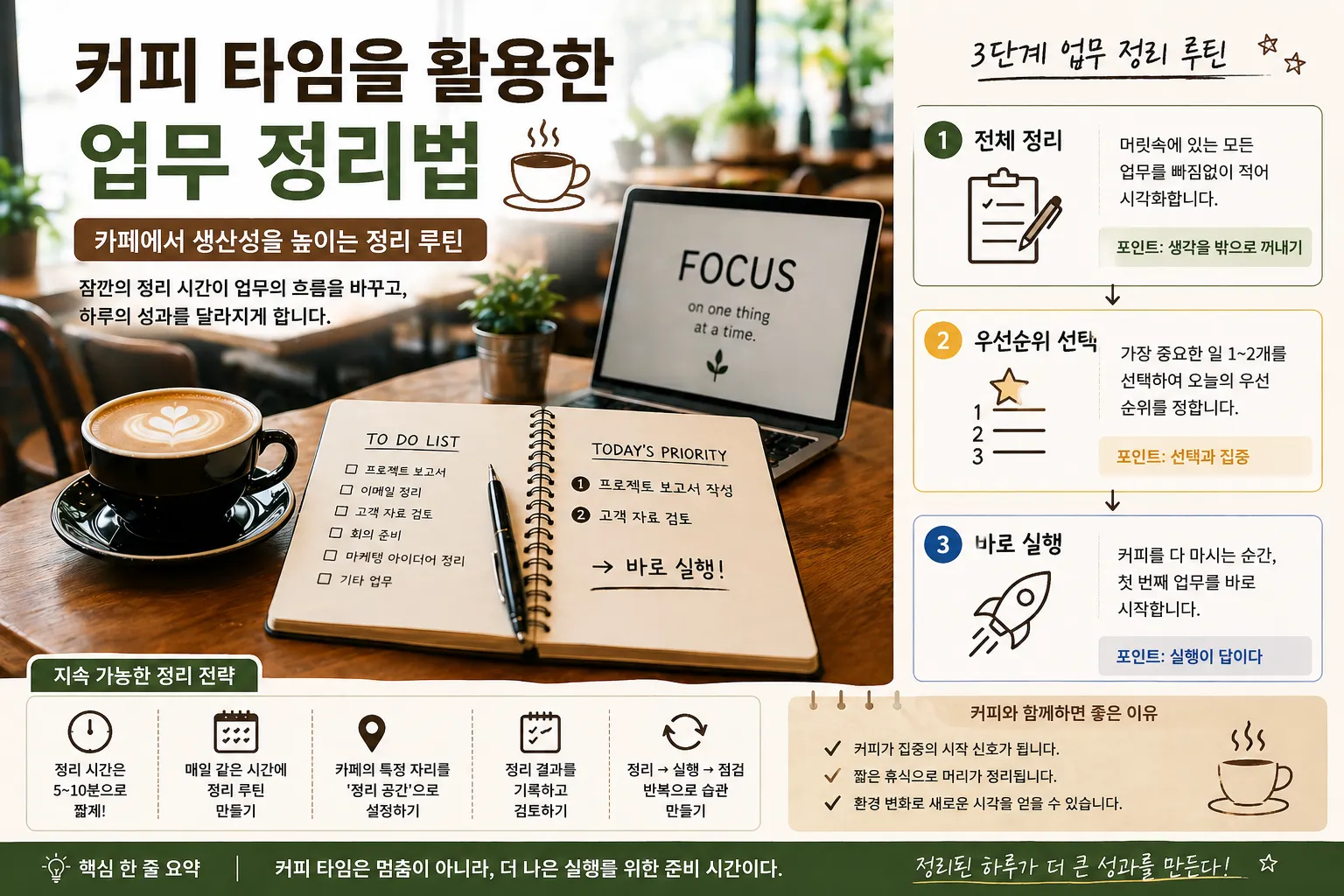 커피 타임 업무 정리법 (할일 정리, 우선순위, 카페 루틴)