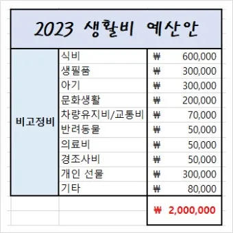 생활비 예산 가계부 항목 분류 고정비 변동비 통제법_22
