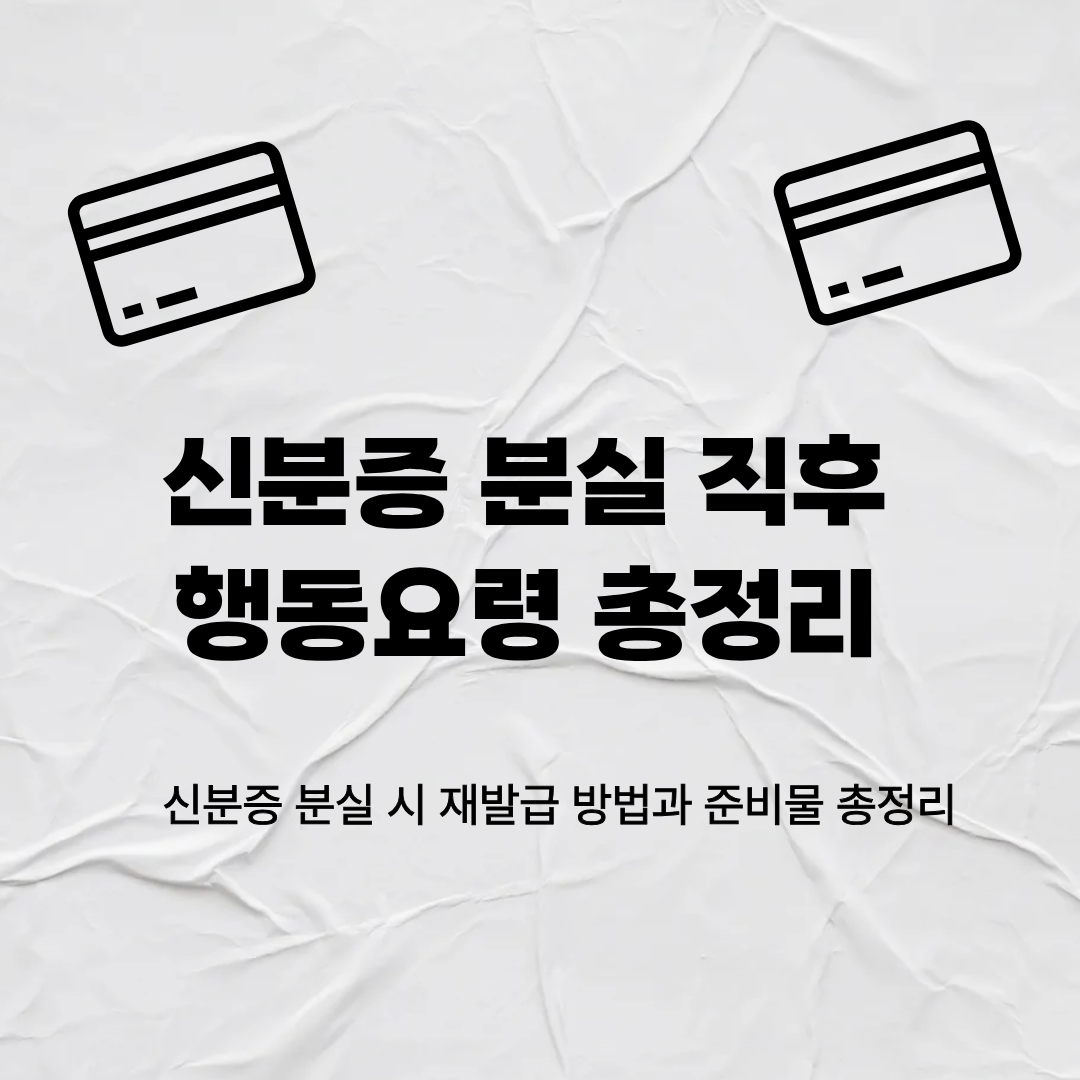 신분증 분실 직후 행동 요령 총정리: 재발급 방법과 준비물 &middot; 기간