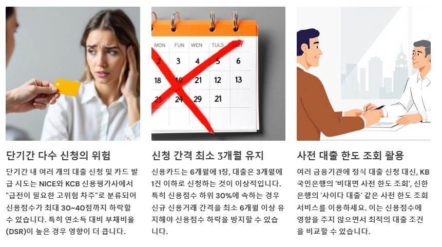 신규대출 신용카드 발급을 한번에 많이하지 않기