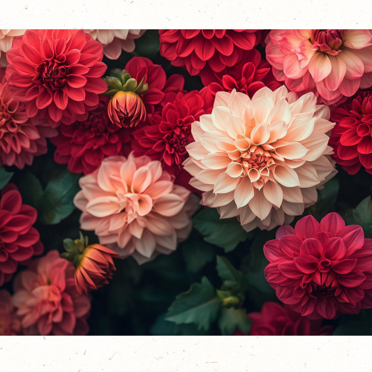 다양한 색의 달리아 정원