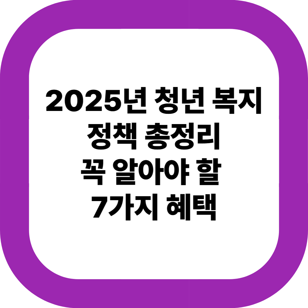 2025년 청년 복지 정책 총정리: 꼭 알아야 할 7가지 혜택