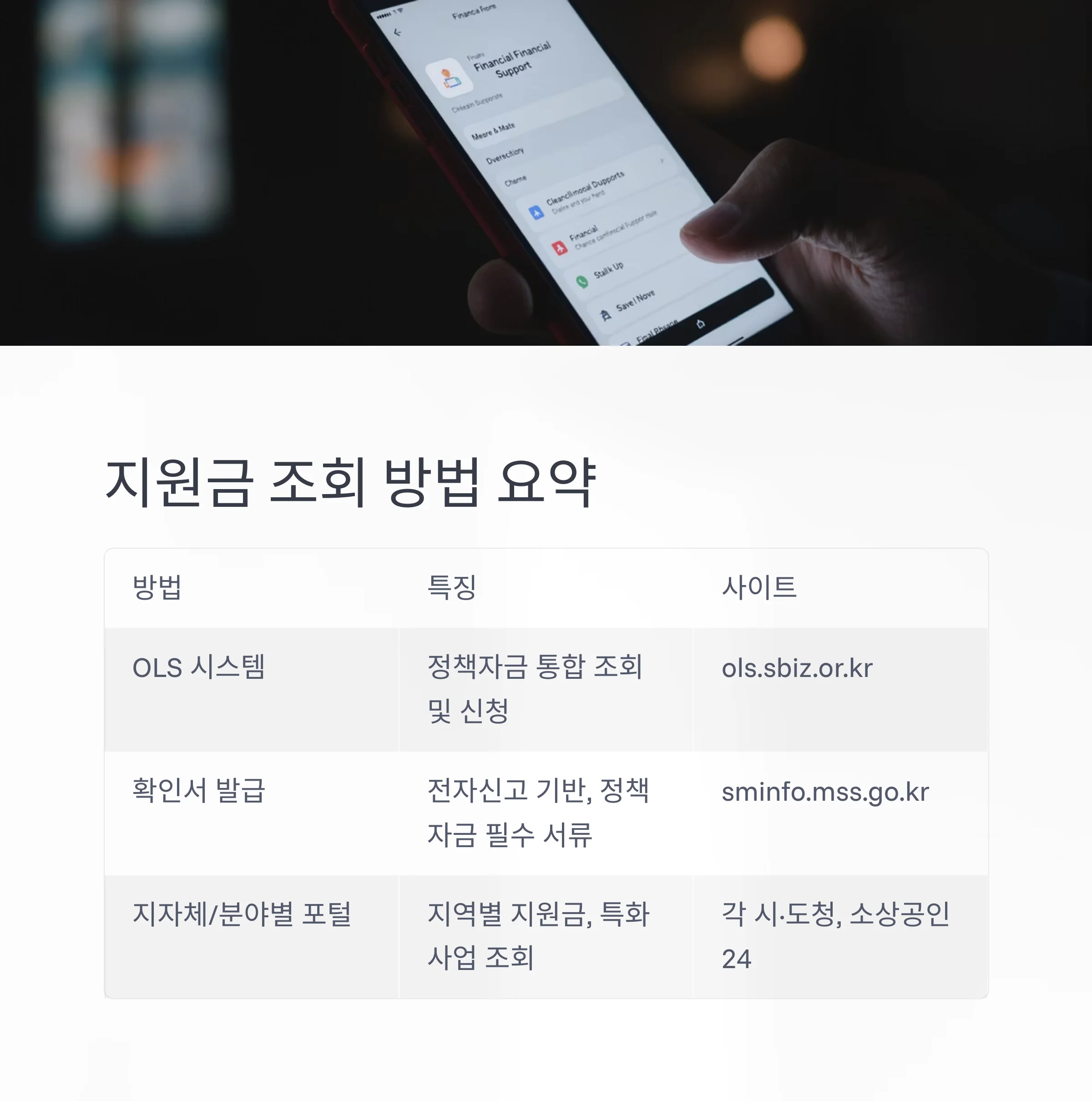 소상공인 지원금 조회