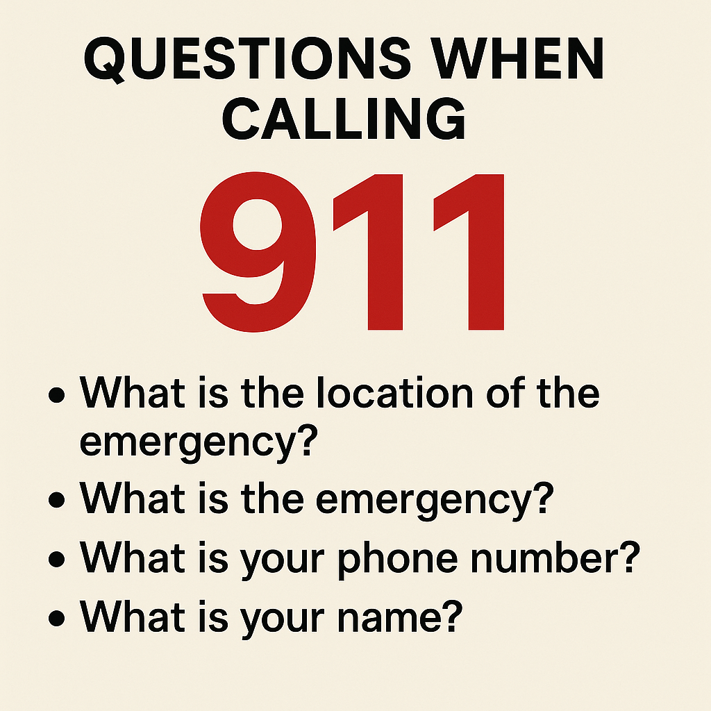 911에 전화했을 때 묻는 질문 4가지 정리 인포그래픽