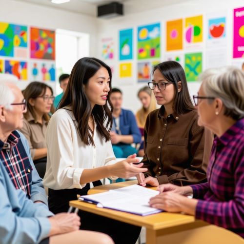 문화여가사가 은퇴자들에게 맞춤형 여가활동을 제안하고 있는 모습