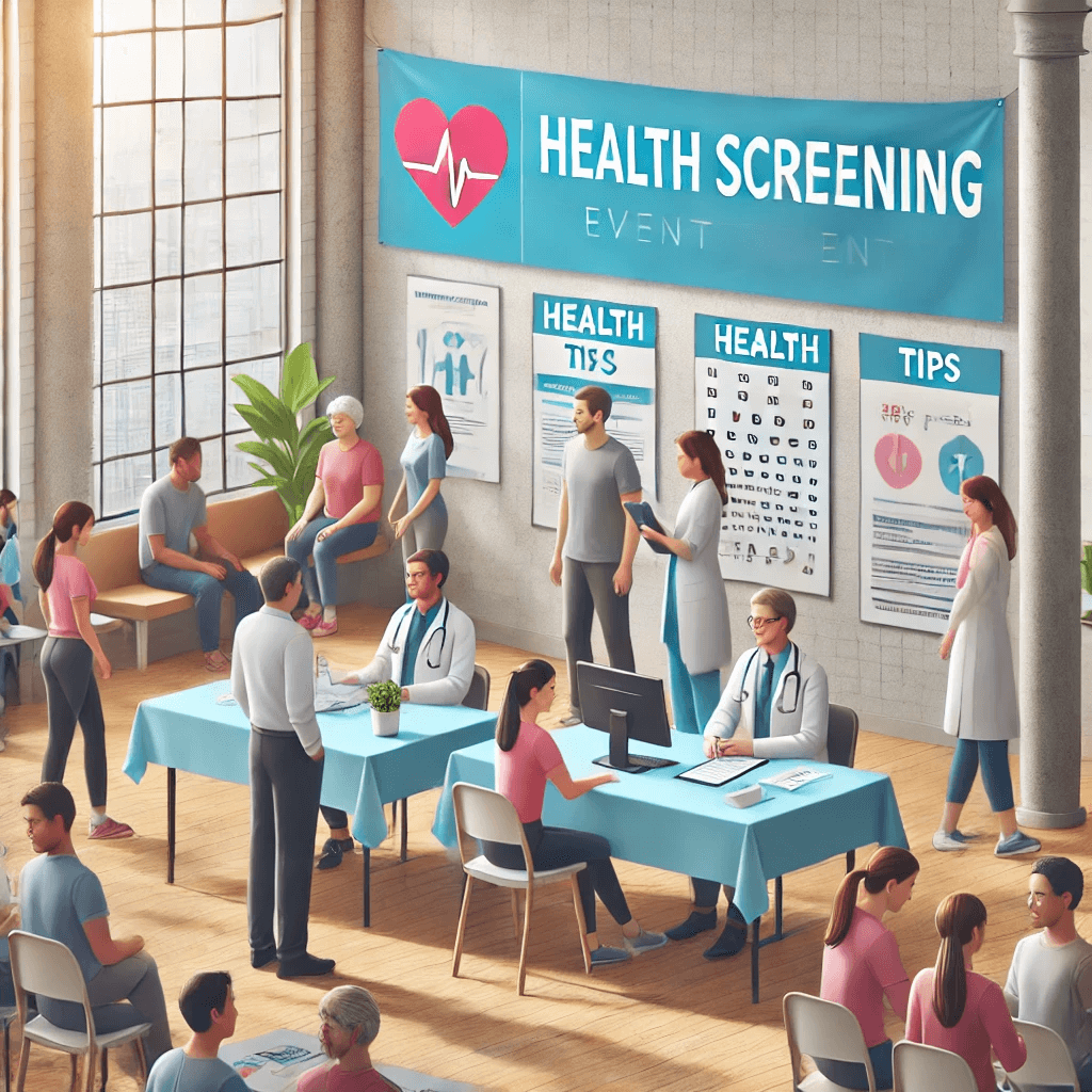 검진을 위해 줄서있는 이미지