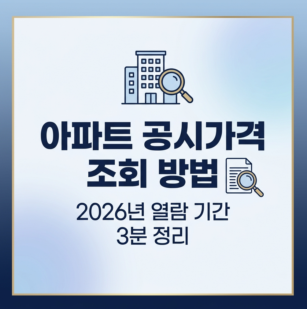 아파트 공시가격 조회 2026년 열람 기간 방법 3분 정리