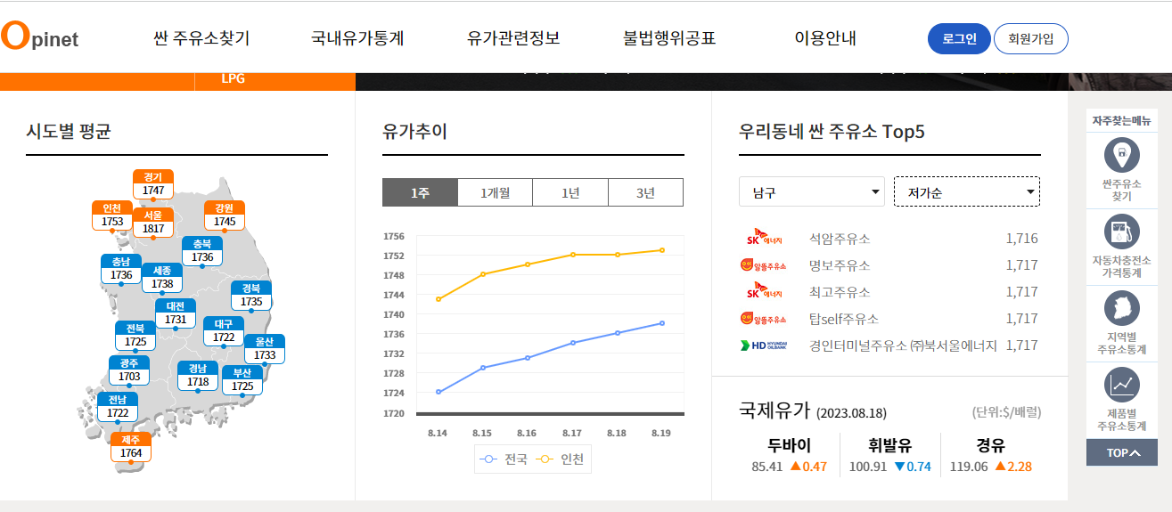 기름값 비교 사이트