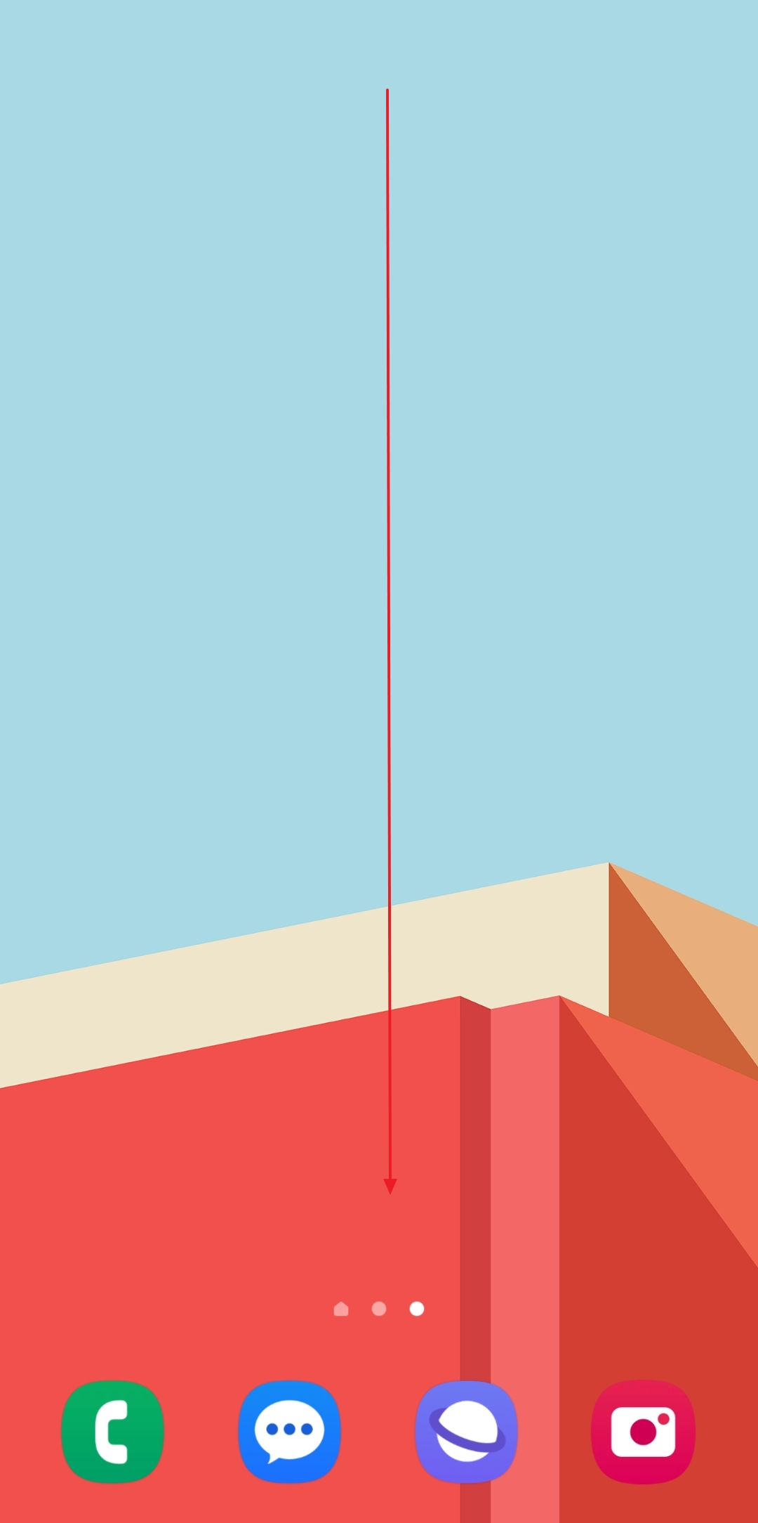 갤럭시 빠른 설정 창을 열기 위해 상단바를 내리는 모습