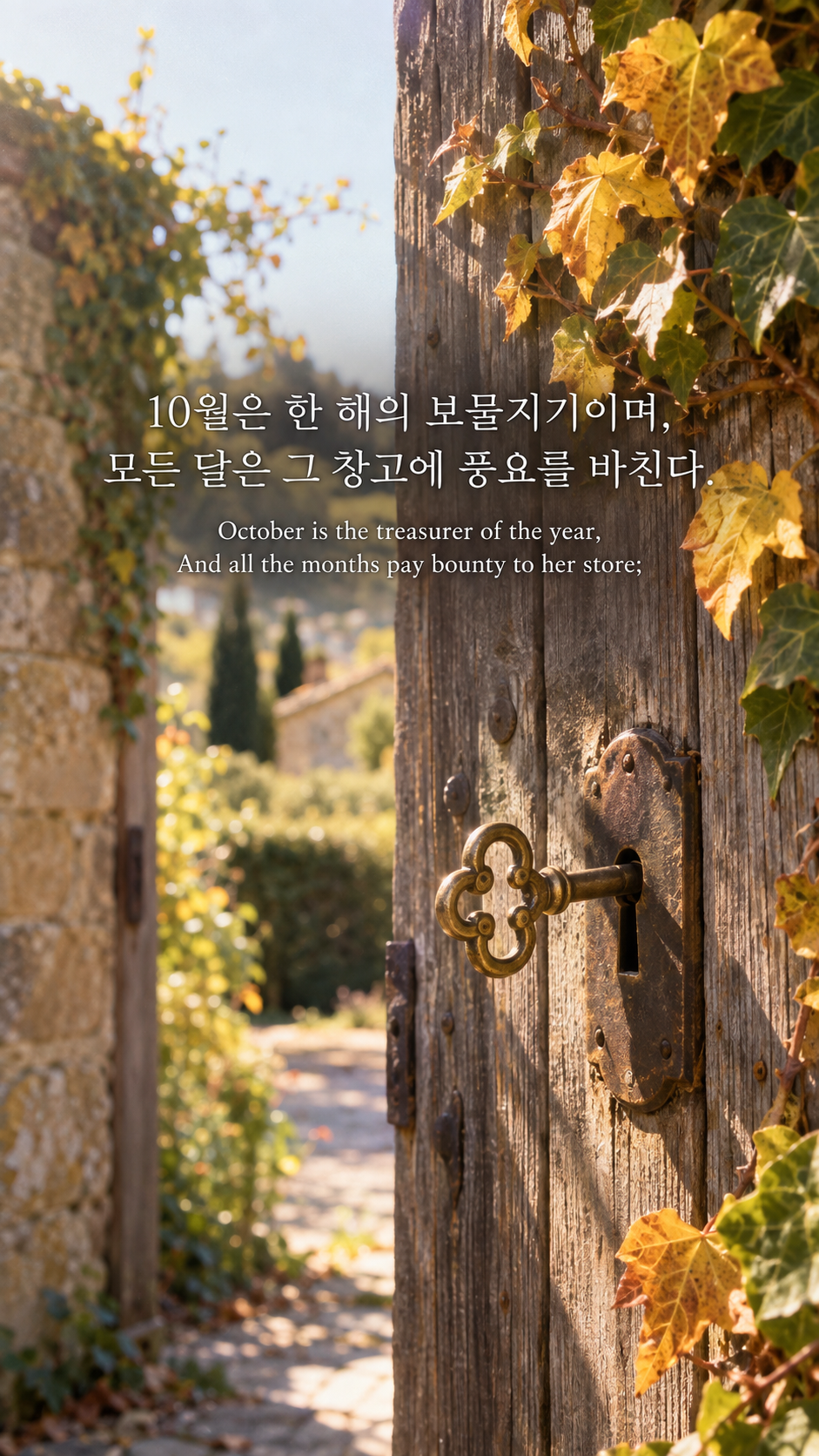 폴 로런스 던바의 쌓여 온 계절에 관한 가을 글귀 &mdash; 한글과 영어 원문을 담은 아날로그 필름 사진