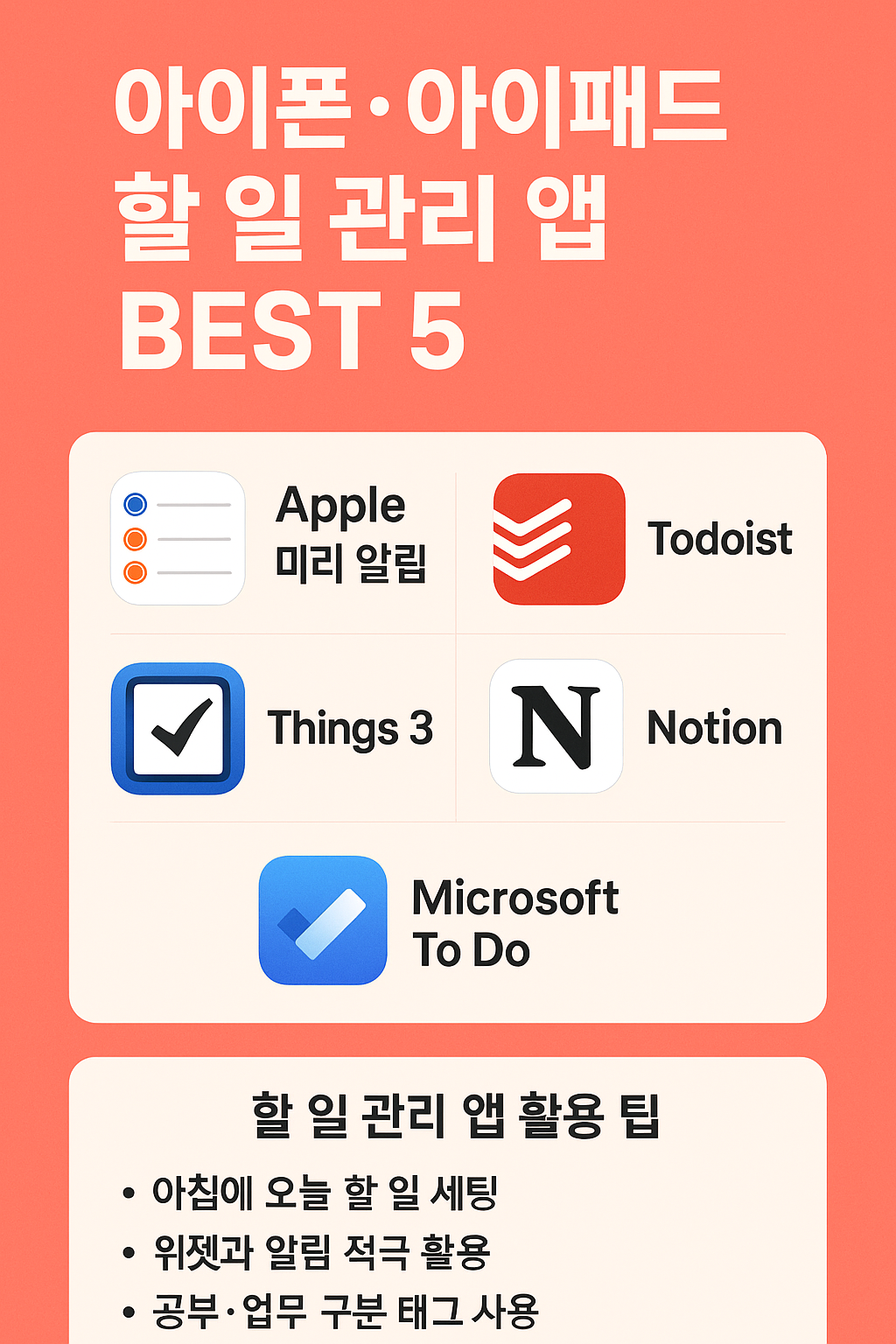 아이폰·아이패드 할 일 관리 앱 BEST 5