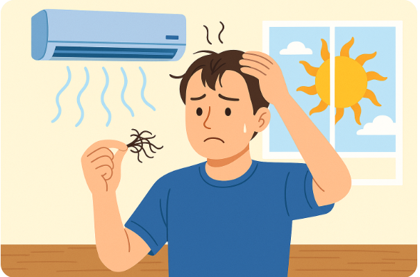 에어컨 바람에 탈모 고민하는 남성





에어컨 바람에 탈모 고민하는 남성