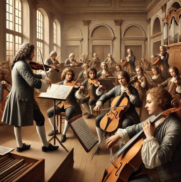 지휘자 등장 이전의 오케스트라 관련 이미지