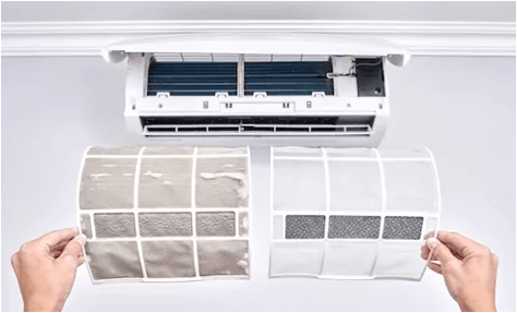 벽걸이형 에어컨 필터 분해 모습