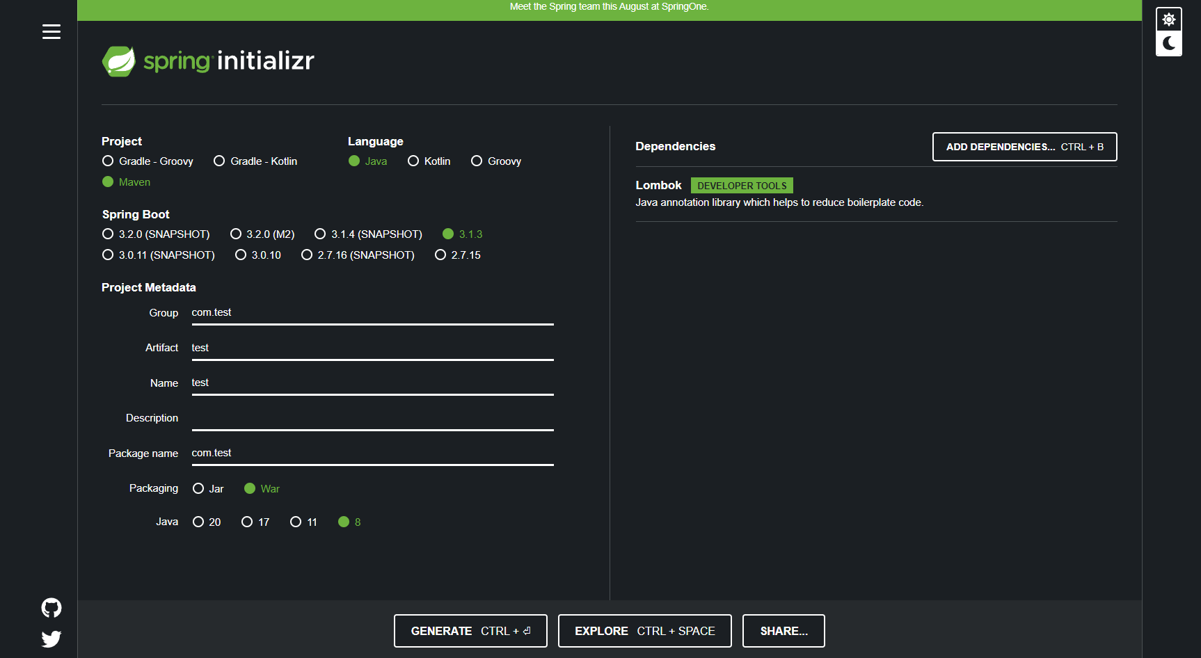 spring initializr