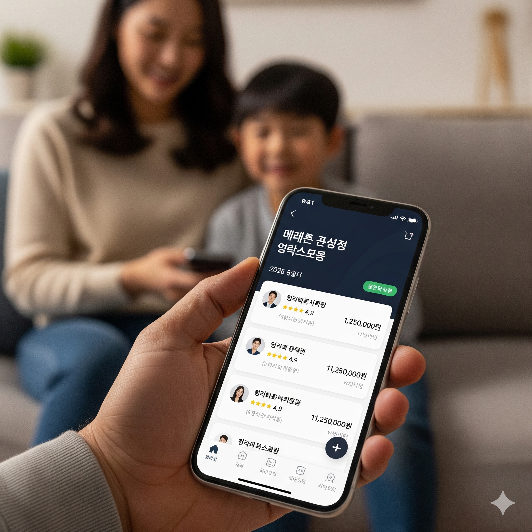 스마트폰 앱을 통해 여러 포장이사 업체의 평점과 견적을 비교하는 화면