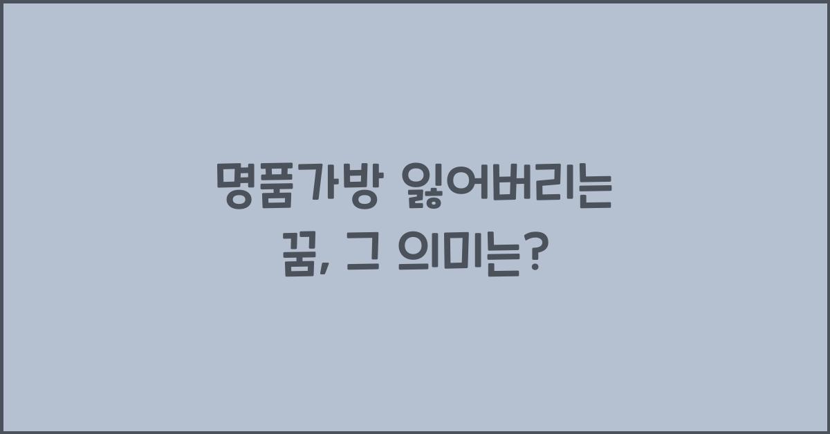 명품가방 잃어버리는 꿈