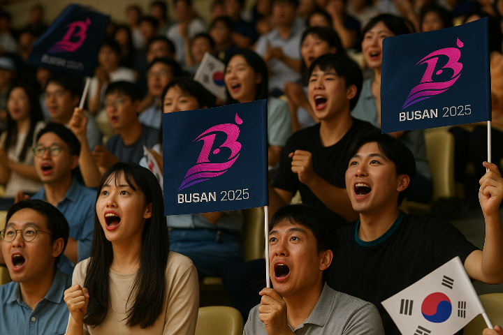 세팍타크로 경기를 관람하며 감탄하는 관중들의 모습