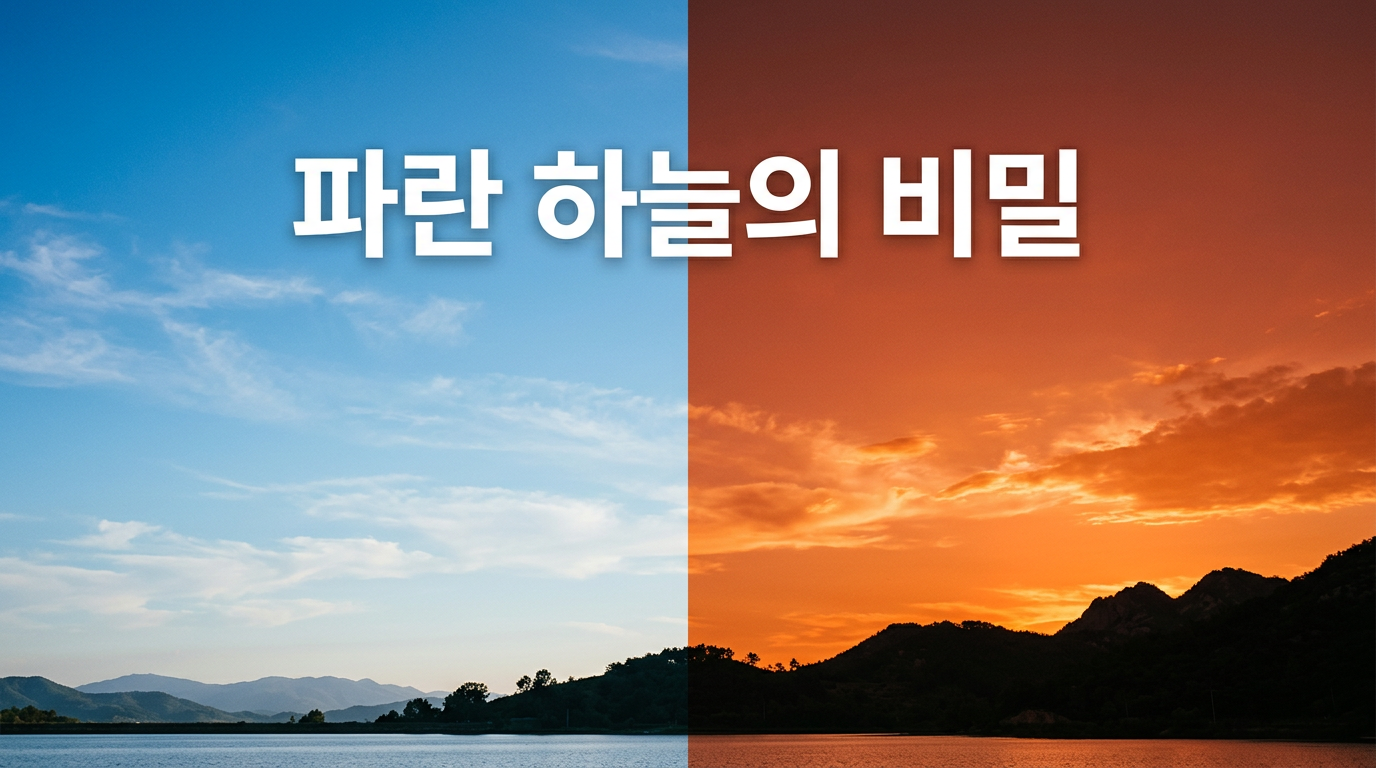 파란 하늘과 붉은 노을의 색 차이를 보여주는 사진
