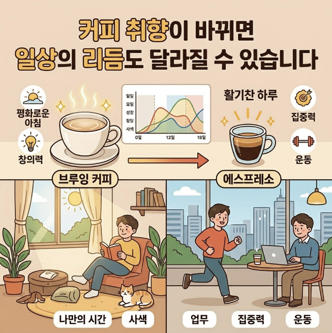 커피 취향이 바뀌면 일상의 리듬도 달라질 수 있습니다