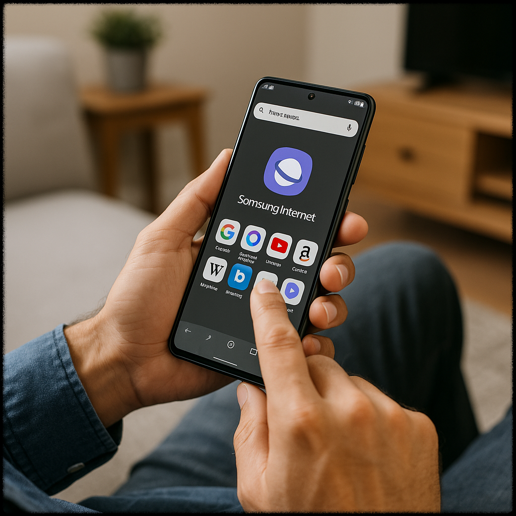 삼성 인터넷 브라우저를 사용하는 모습