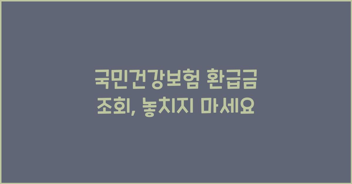 국민건강보험 환급금 조회