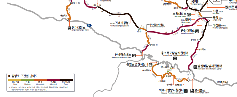 흘림골 등산지도