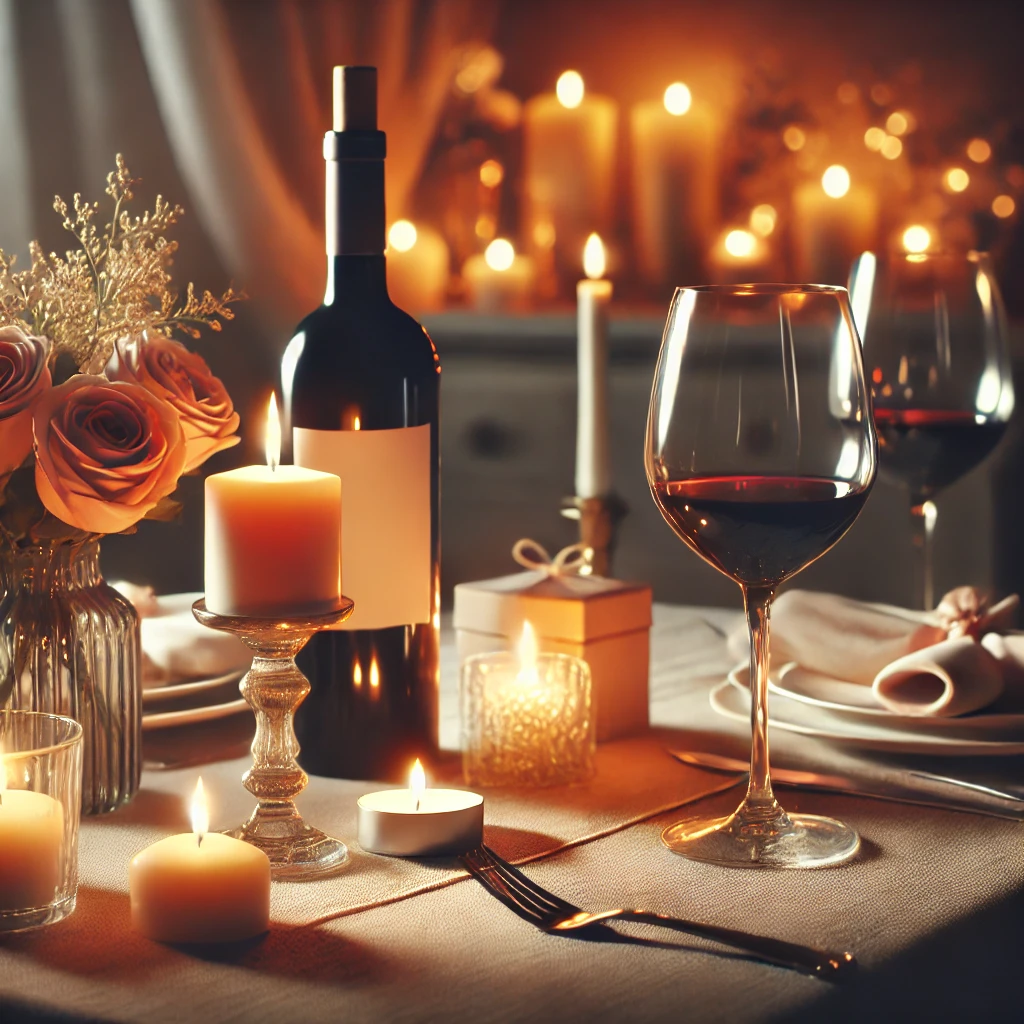 로멘틱한 무드의 와인디너 연출 사진입니다.