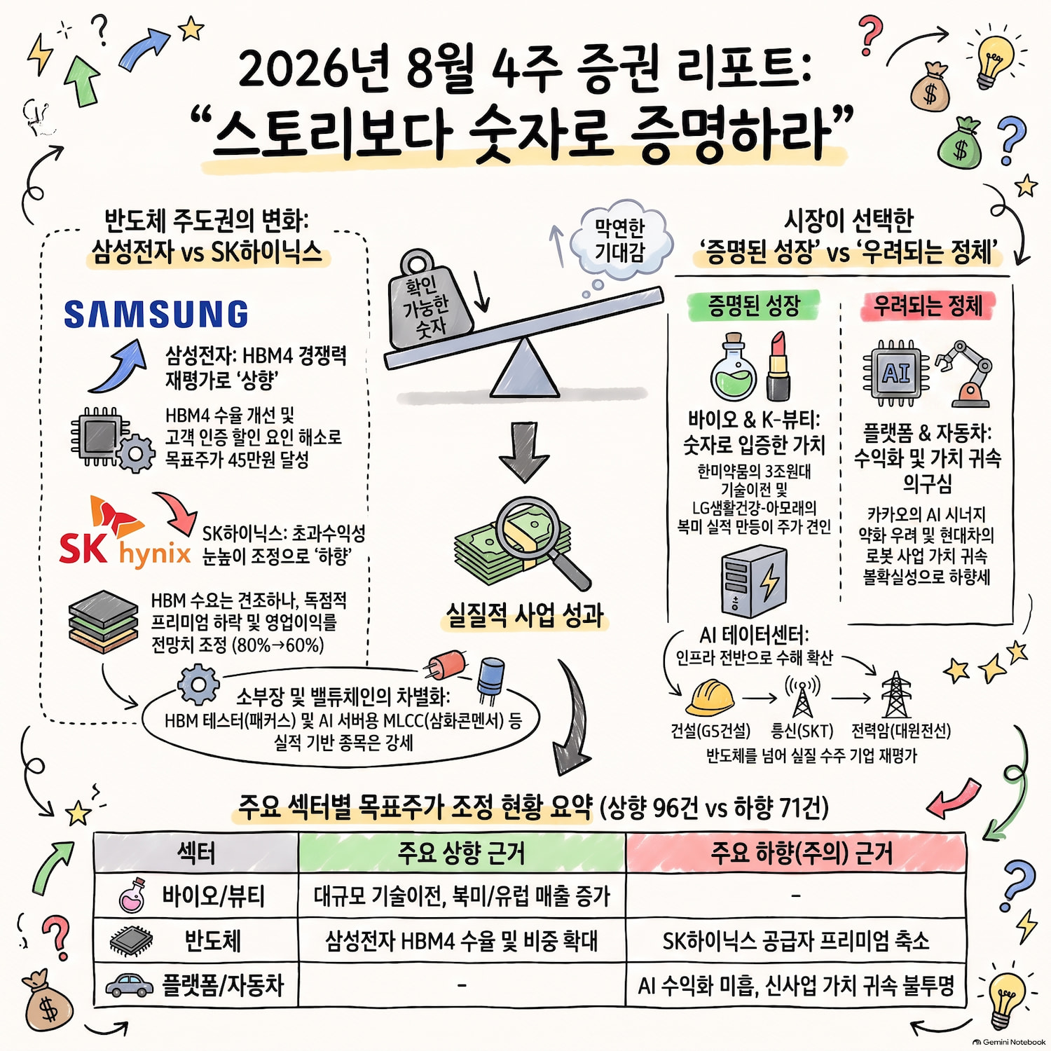 반도체 주도권 변화와 바이오 재평가, 다시 상향이 많아졌다｜2026년 8월 4주차 증권사 리포트 분석