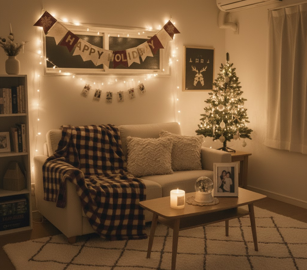 자취방 연말꾸미기 LED, 가랜드, 포인트