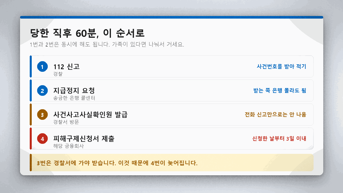 보이스피싱 당한 직후 60분 대응 순서와 연락처