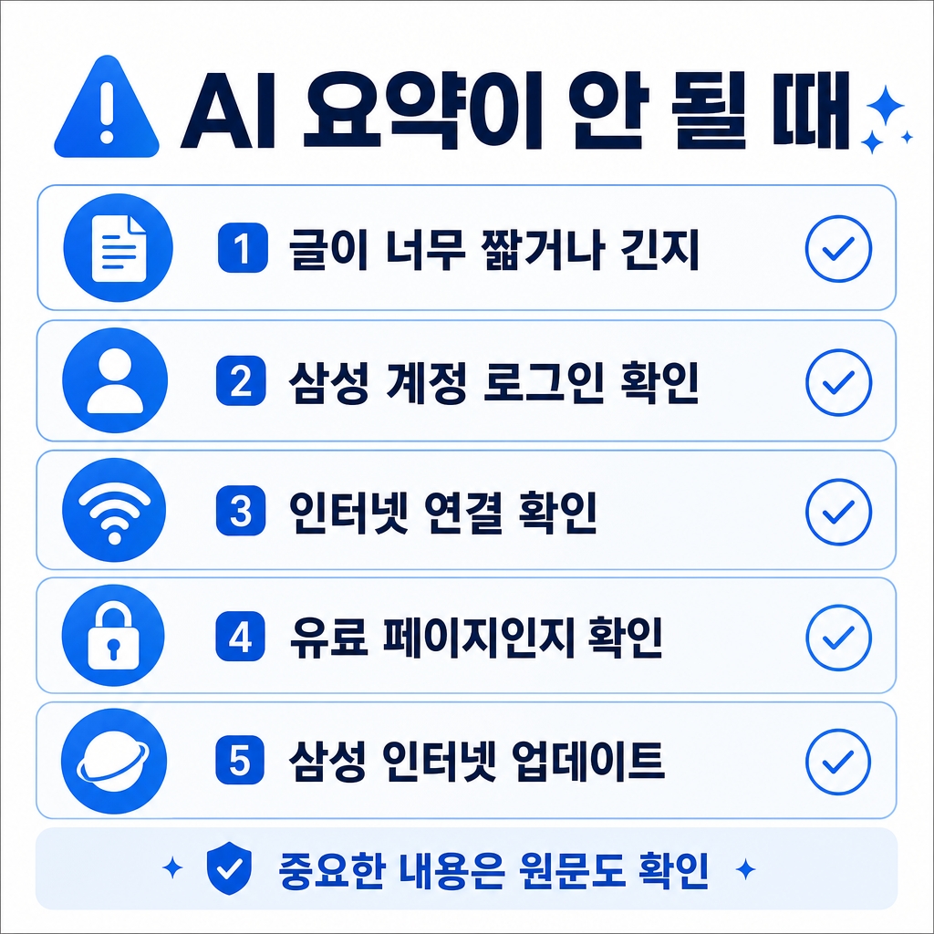 요약 버튼이 안 눌리거나 결과가 없을 때