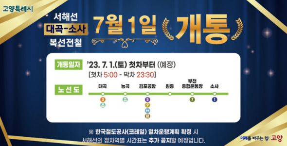 대곡소사선 개통