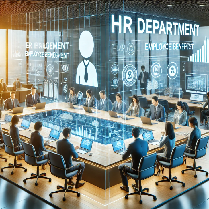 국민연금과 관련하여 회의를 진행하는 인사팀