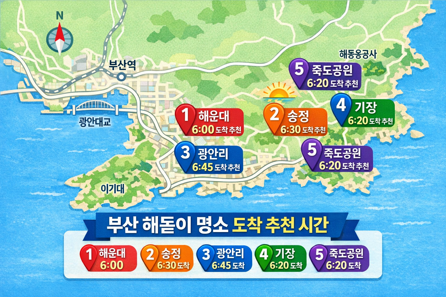 부산 해돋이 명소 지도