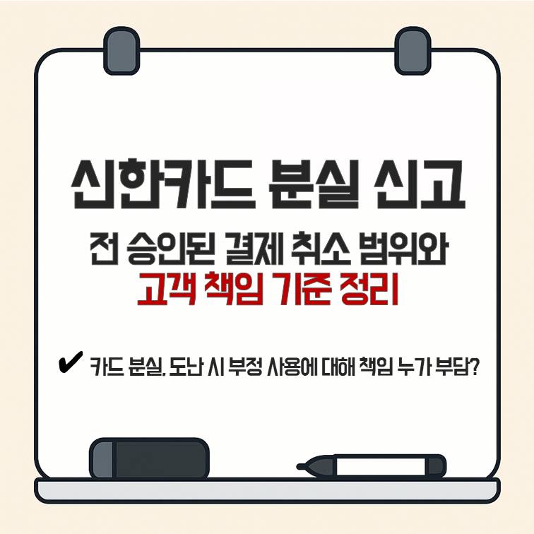 신한카드 분실 신고 전 승인된 결제 취소 가능 범위와 고객 책임 기준 정리 안내 이미지