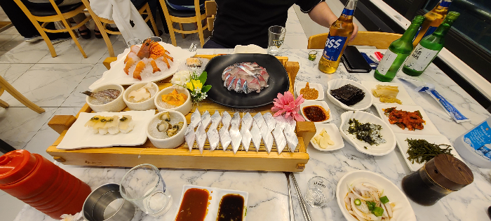 제주도여행 제주도 제주도진미 제주도맛집 성산일출봉식당 아시횟집 고갈딱세트 소주 맥주