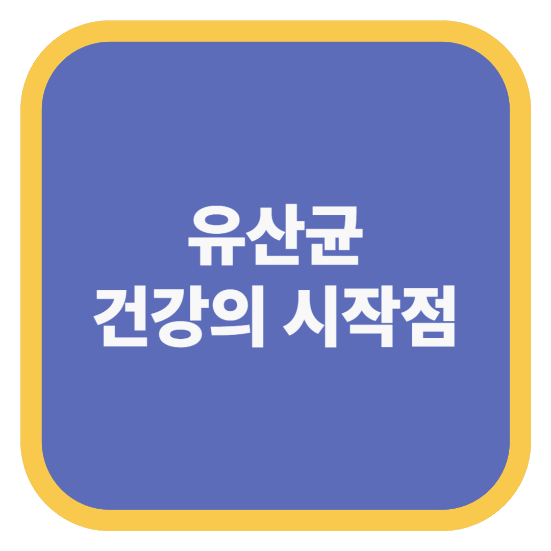 유산균 건강의 시작점
