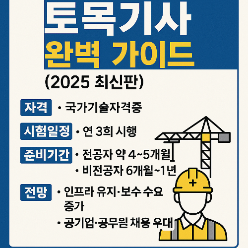 토목기사 완벽 가이드 (2025 최신판)|시험일정, 전망, 준비기간 총정리
