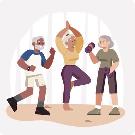 운동을 하고 있는 할아버지&amp;#44; 할머니들