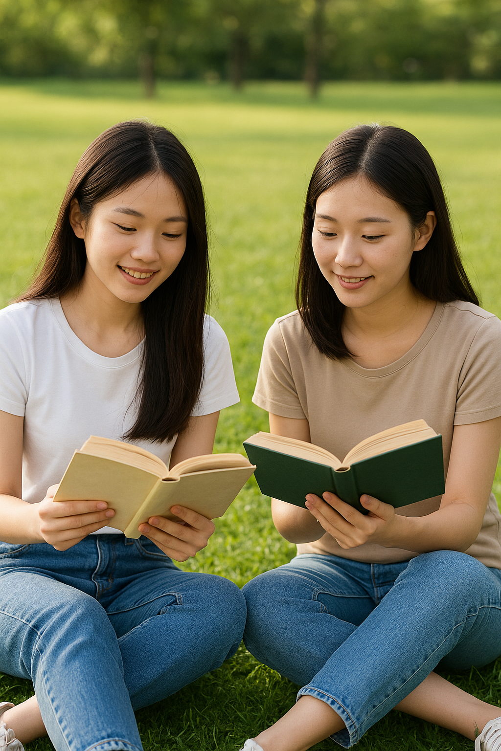 20대 여성들이 책을 읽는 이미지