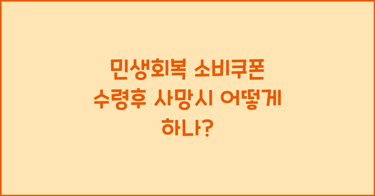 민생회복 소비쿠폰 수령후 사망시 사용할 수 있나?