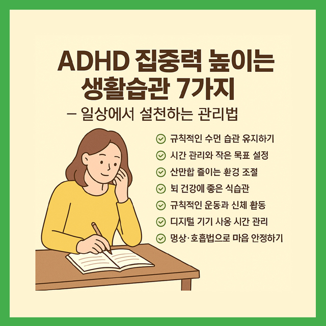 ADHD 집중력 높이는 생활습관 7가지