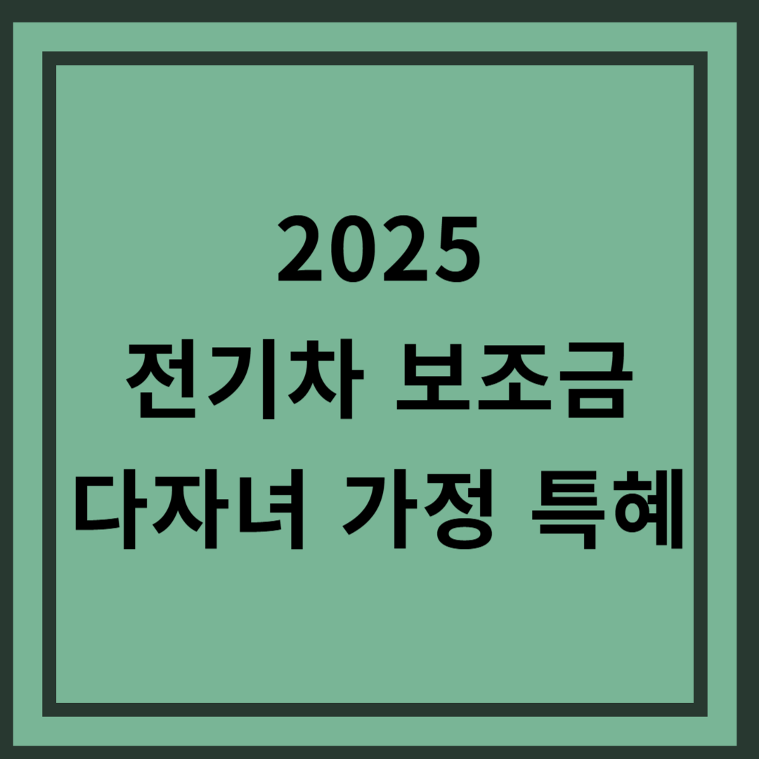 2025 전기차 보조금 다자녀 가정 특혜