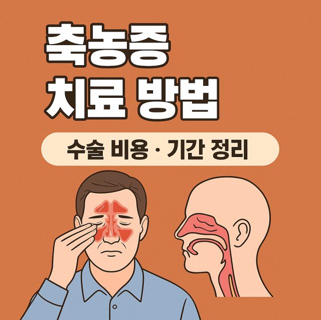 축농증 치료 방법과 수술 비용, 치료 기간을 설명하는 대표 이미지로 비강 건강과 회복 과정을 강조한 그림