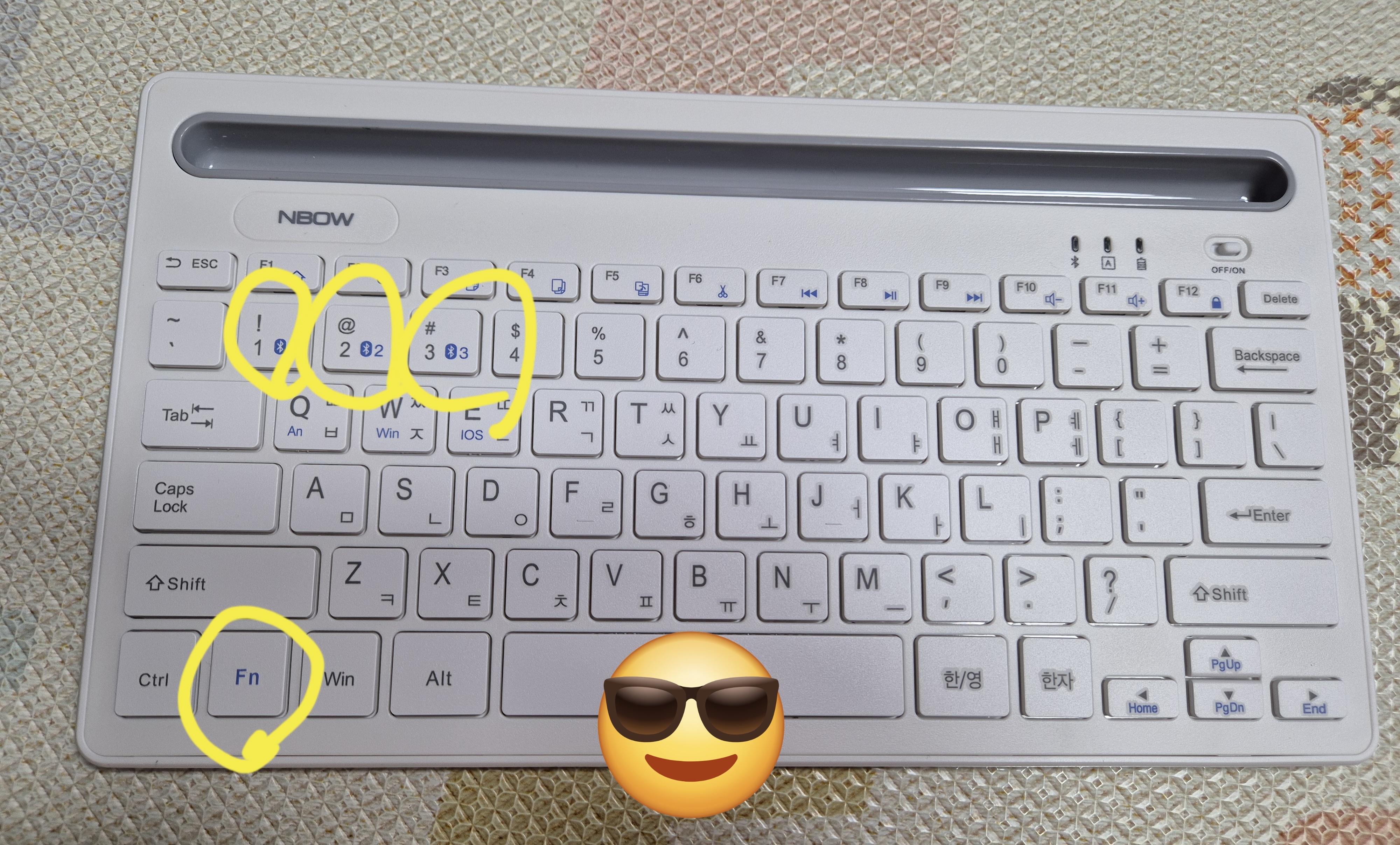 블루투스 키보드 NPAD PRO 페어링시 버튼