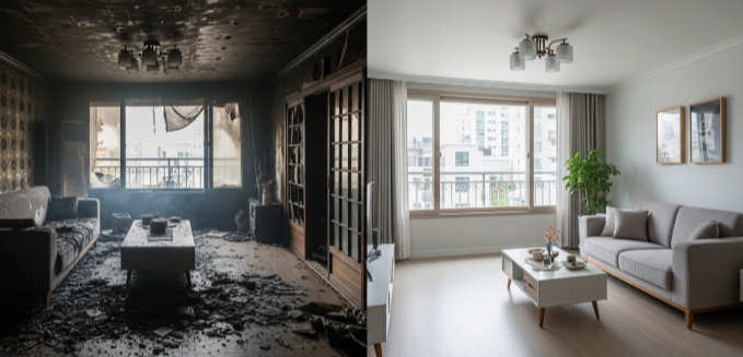 복구 전후 인테리어