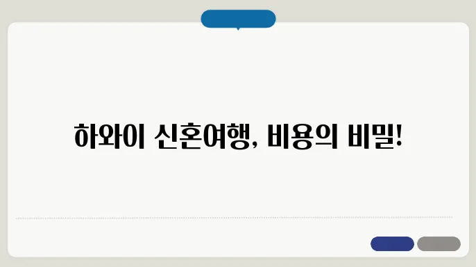 하와이 신혼여행 비용