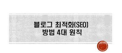 '블로그 최적화(SEO) 방법 4대 원칙' 글자 이미지