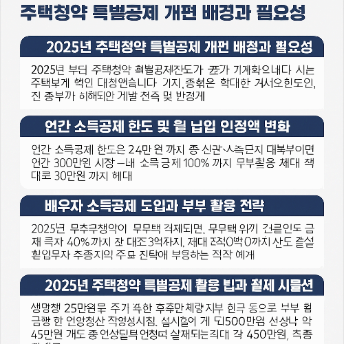 2025년부터 바뀐 주택 청약 특별 공제 요건